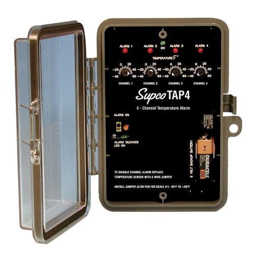 Supco TAP4 Temperature Alarm, 4-Channel, -40 to 100F
