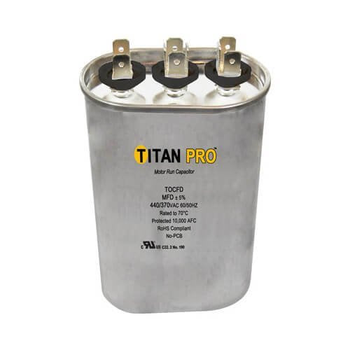25/5 MFD Oval Dual Motor Run Capacitor (440/370V)
