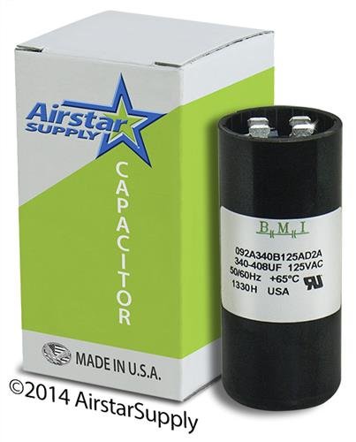 340-408 uF x 110/125 VAC - Packard PMJ340 Start Capacitor - BMI Replacement # 092A340B125AC1A - Made in the USA