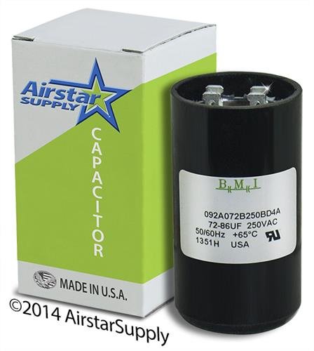 72-86 uF x 220/250 VAC - Packard PTMJ72 Start Capacitor - BMI Replacement # 092A072B250BD4A - Made in the USA