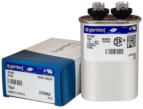 American Standard CPT00180 / CPT-0180 - 15 uF MFD x 370 VAC Genteq Replacement Capacitor Oval # C315L / 27L567