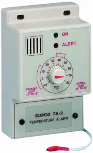 Supco TA2 Single Set Point Temperature Alarm, -10 to 80 Degrees F, 120 VAC