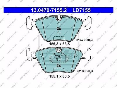 ATE GERMANY BMW E83 X3 2.5i 3.0i 3. 2004-2010 Front Brake Pad 34 11 3 404 362