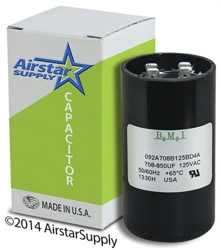 708-850 uF x 110/125 VAC - Packard PMJ708 Start Capacitor - BMI Replacement # 092A708B125BD4A - Made in the USA