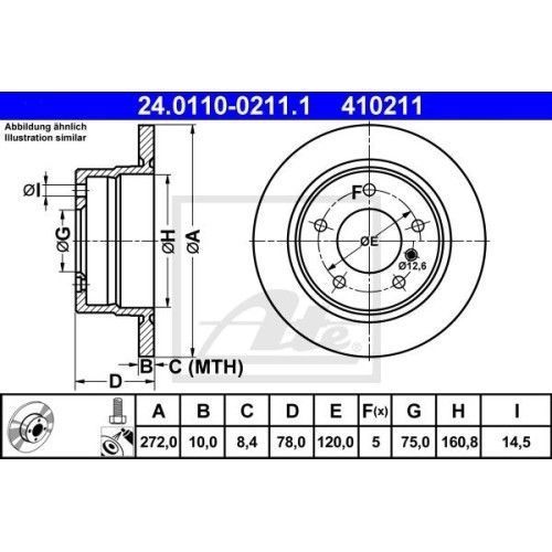 ATE GERMANY BMW 3er 24.0110-0211.1 Bremsscheibe Hinterachse