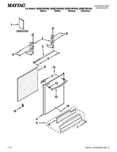 Whirlpool Part Number W10274921: HINGE-DOOR