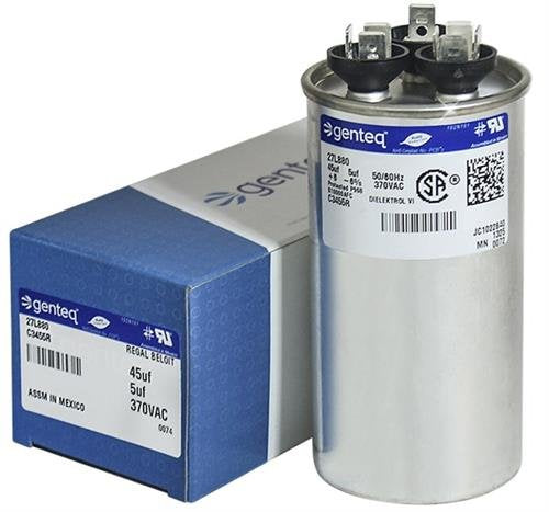 Amana - 45 + 5 uF MFD x 370 VAC Genteq Replacement Dual Capacitor Round # C3455R / 27L880