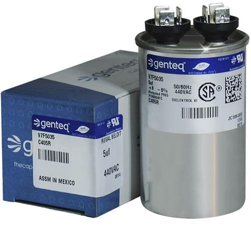 American Standard - 5 uF MFD x 440 VAC Genteq Replacement Capacitor Round # C405L / 97F5035