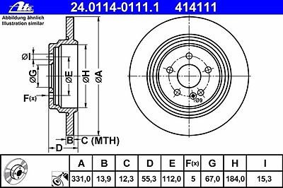 (X2)SET ATE GERMANY Disc Brake Rotor 1634230012 Mercedes MB ML430 ML500 ML55 AMG