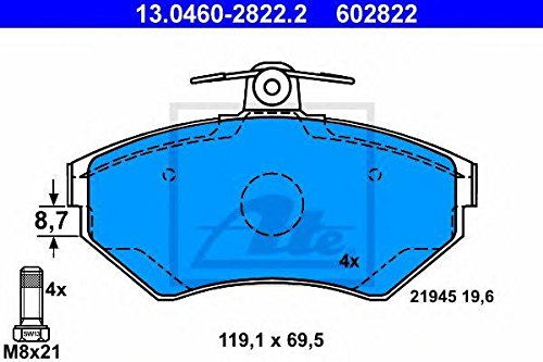 ATE GERMANY FRONT Disc Brake Pad SET Fits AUDI 100 Avant 200 80 Quattro C3 B4 16V 1980-1996