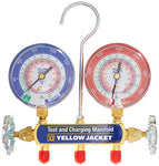 Yellow Jacket 42001 Manifold with 3-1/8" Color-Coded Gauges, psi, R-22/404A/410A (Clamshell)