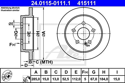 X2 ATE GERMANY Rear Disc Brake Rotor 1634210112 Mercedes MB ML320 ML350 ML430