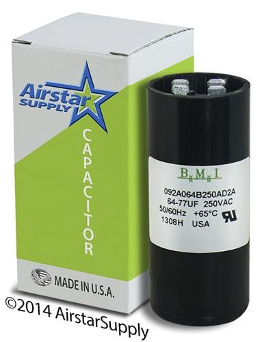 64-77 uF x 220/250 VAC - Packard PTMJ64 Start Capacitor - BMI Replacement # 092A064B250AD2A - Made in the USA