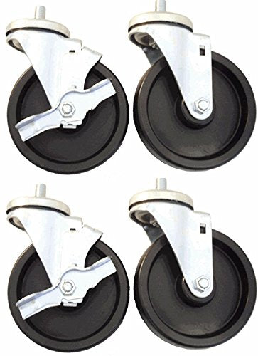 5" Polyolefin Caster Set of 4 with Brakes for True Refrigeration Units