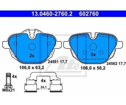 ATE GERMANY Brake Pad Set, disc brake 13.0460-2760.2 BMW