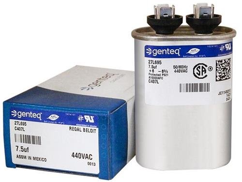Amana - 7.5 uF MFD x 440 VAC Genteq Replacement Capacitor Oval # C407L / 27L695