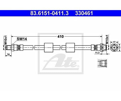 ATE Germany Manufactured BMW E39 5 Series Front Flexible Brake Hose/Pipe ATE 34301165249